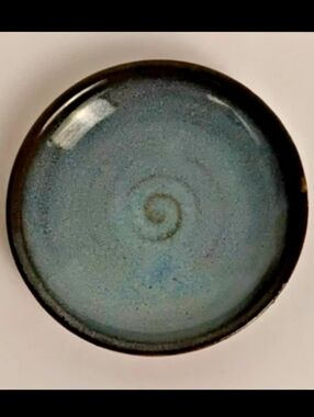 Studio Pottery Blue Green Trinket Dish Signed BP Handmade